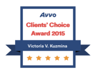 Avvo Client Choice Award 2015 for Victoria V. Kuzmina